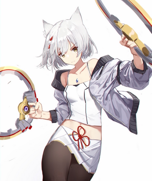 Mio from Xenoblade Chronicles 3 holding weapons