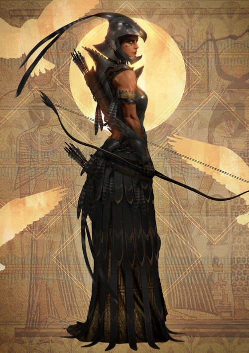 Egyptian Archer with Hawk Helmet and Bow