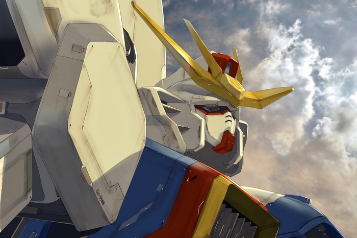 4K Gundam Robot in Cloudy Sky