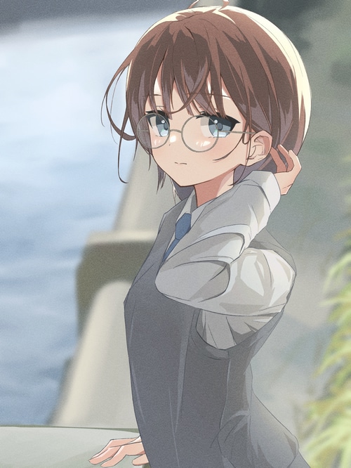 Anime girl with glasses and brown hair