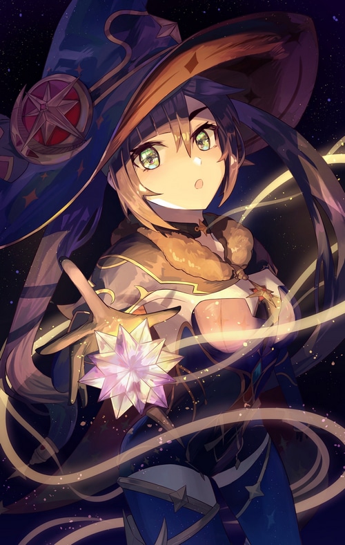 Mona from Genshin Impact with a star