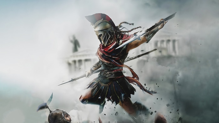 Alexios from Assassin's Creed Odyssey in battle