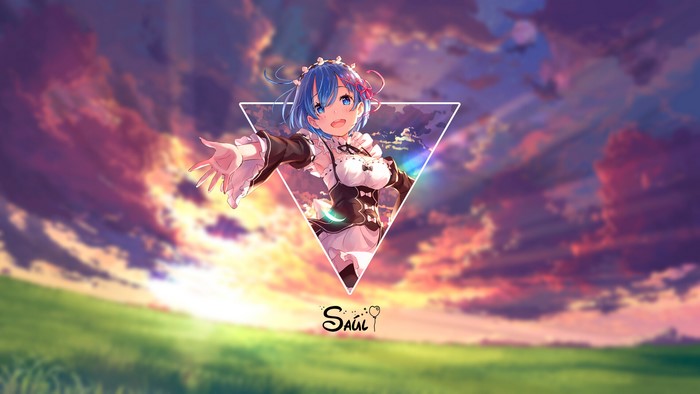 Rem from Re:ZERO in a Triangle Frame