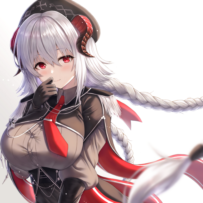 Nürnberg from Azur Lane with horns and braids