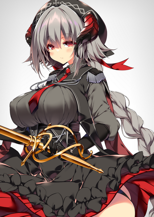 Azur Lane fan art of Nürnberg with horns and sword