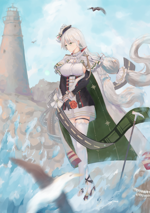 Azur Lane Aquila fan art with lighthouse