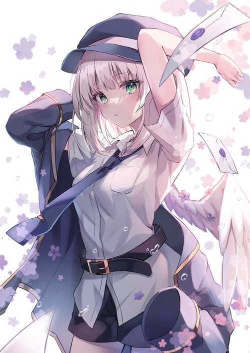 Anime girl with wings and hat