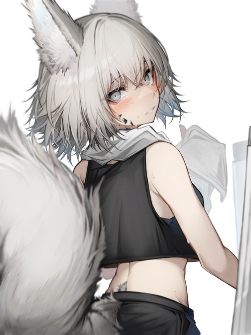 Lappland from Arknights with fox ears and tail