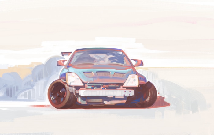 4K drawing of a Nissan Fairlady Z drifting