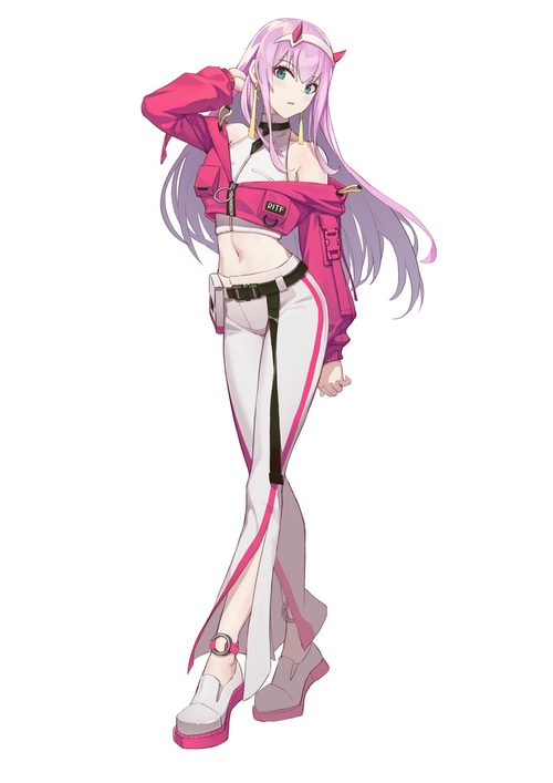 Zero Two from Darling in the FranXX in pink jacket