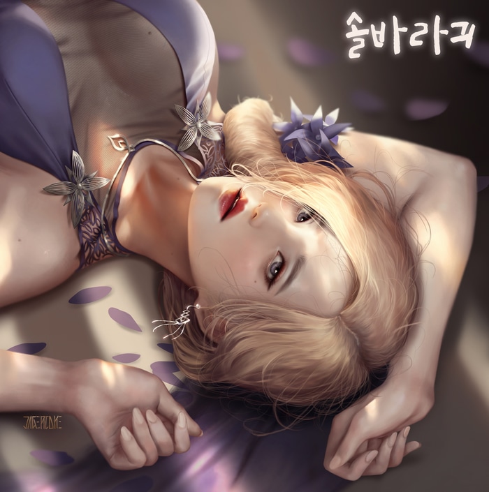 Fantasy Girl with Blonde Hair and Petals