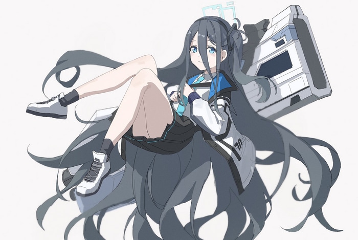 Anime girl with blue eyes and long dark hair