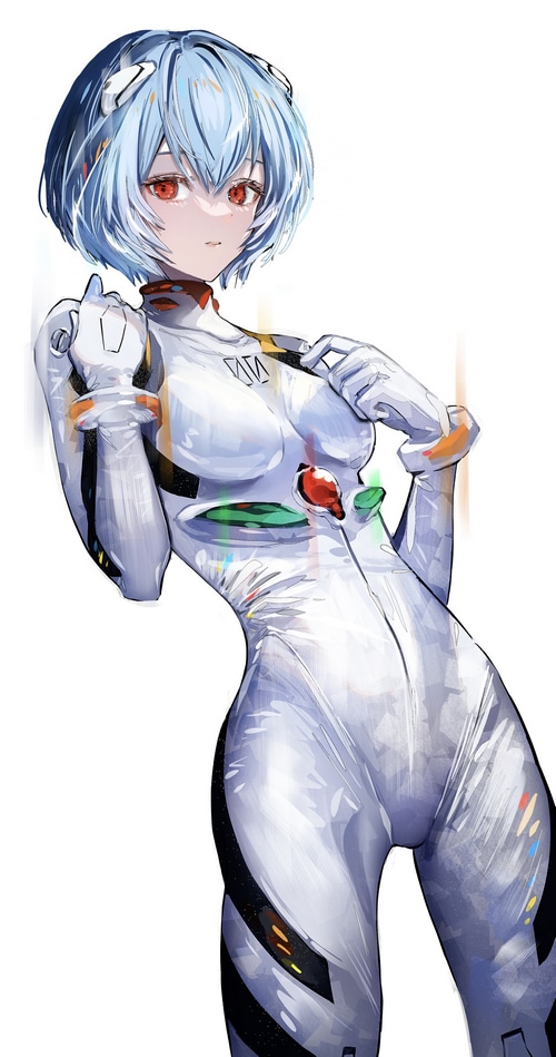 Ayanami Rei in a white bodysuit from Evangelion