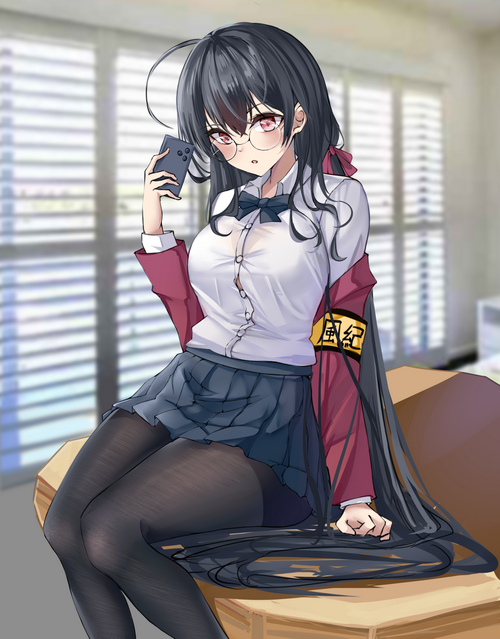 Azur Lane Taihou fan art with glasses and phone