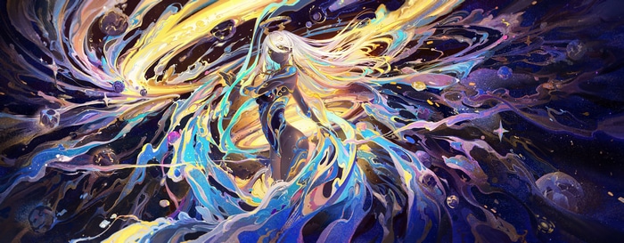 4K Colorful Woman with White Hair