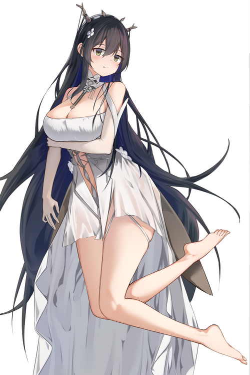 Indomitable from Azur Lane in a white dress