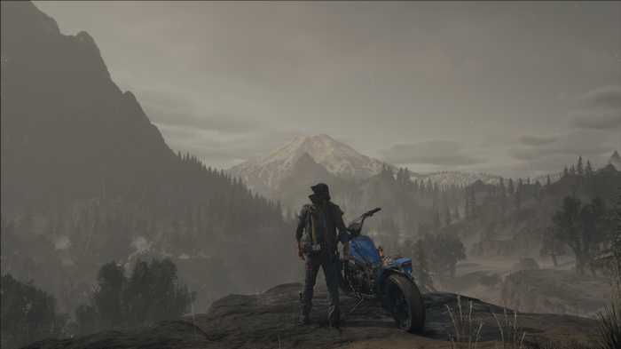 Deacon St. John and his motorcycle in Days Gone