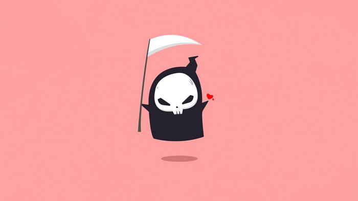 4K Death Artwork with Scythe and Heart