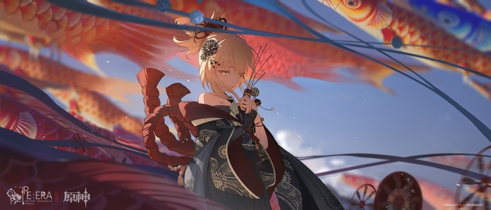 Yoimiya from Genshin Impact with Koinobori