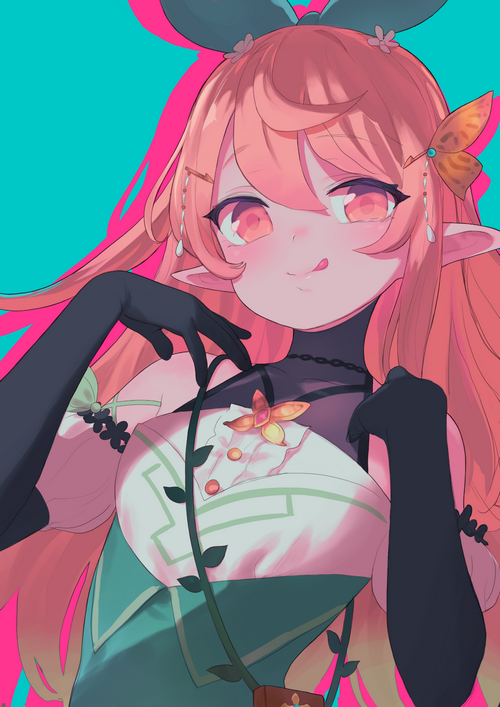 Pomu Rainpuff with Pink Hair and Butterfly Accessory