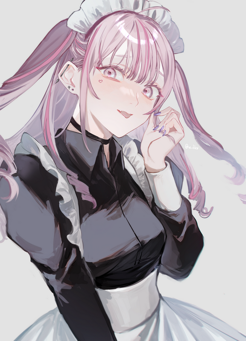 Maid outfit fan art of a pink-haired girl