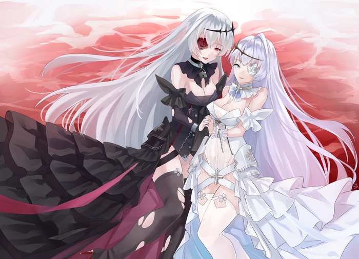 Azur Lane fan art of two women, Emden
