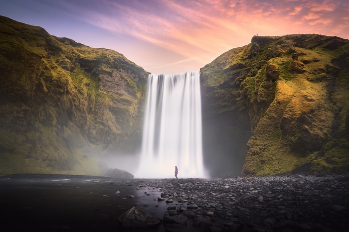 4K Skogafoss Falls in Iceland