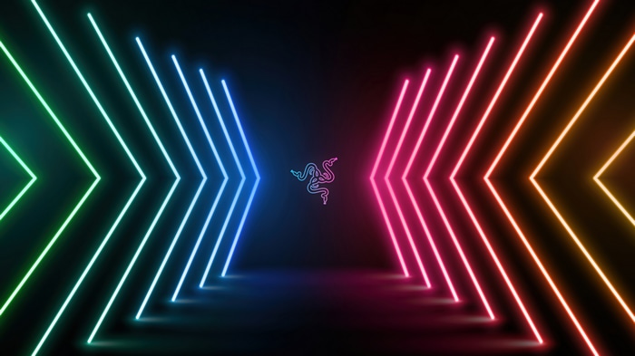 4K Razer Neon Logo Abstract