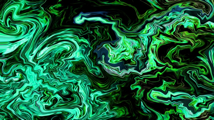 4K Abstract Green Liquid Shapes