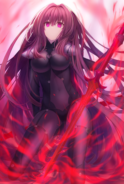 Scathach from Fate/Grand Order with a red sword