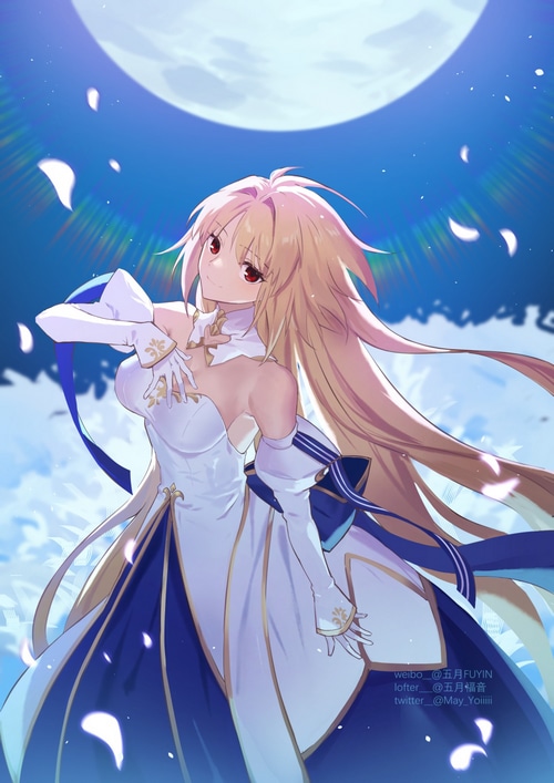 Arcueid Brunestud from Fate series under the moon