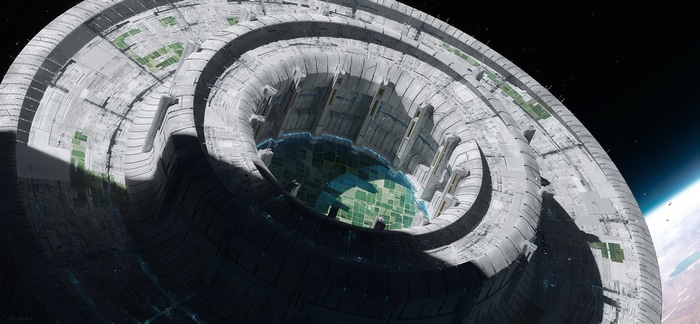 4K Futuristic Space Station Structure in Space