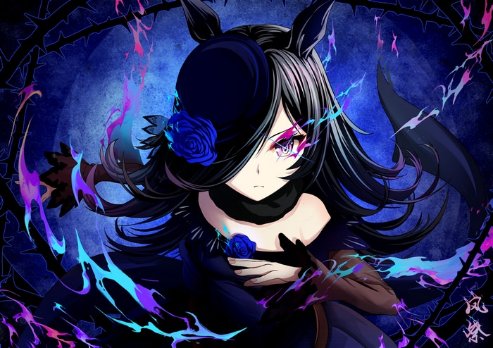 Rice Shower from Uma Musume Pretty Derby with blue roses