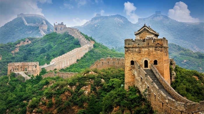 The Great Wall of China in Mountains
