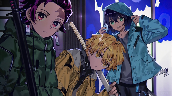 4K Kimetsu no Yaiba: Tanjiro, Inosuke, and Zenitsu