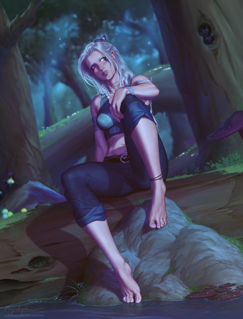 Rayla from The Dragon Prince in a forest