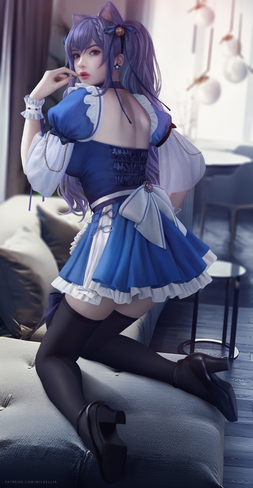 4K Keqing from Genshin Impact by Wickellia