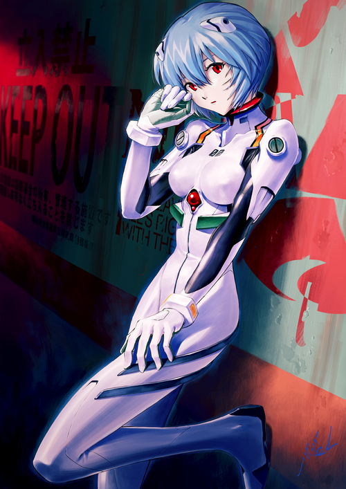 Rei Ayanami in a white plugsuit