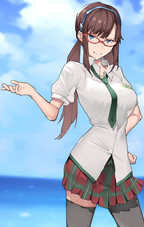 Makinami Mari Illustrious in a school uniform