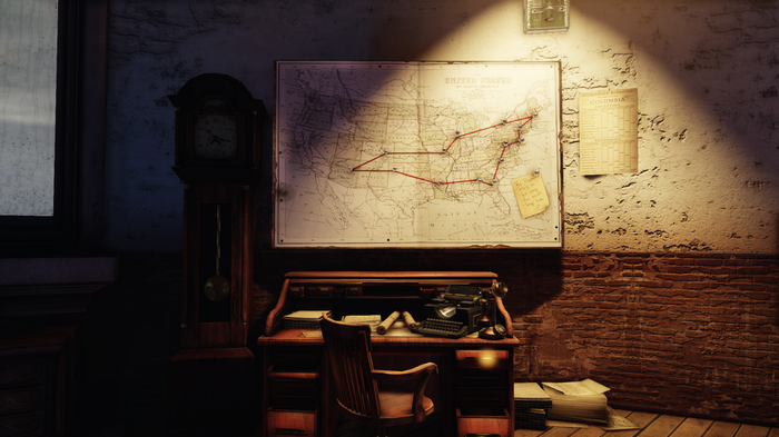 BioShock Infinite desk with map and typewriter