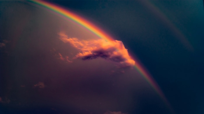 Rainbows and clouds in the sky