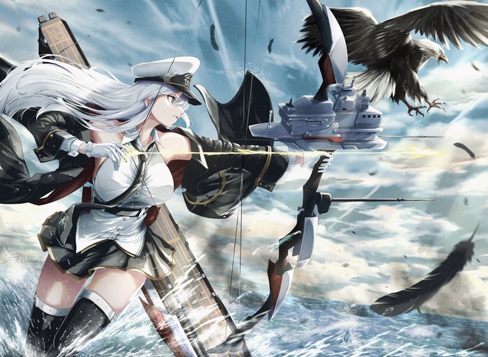 4K Azur Lane Enterprise fan art with eagle