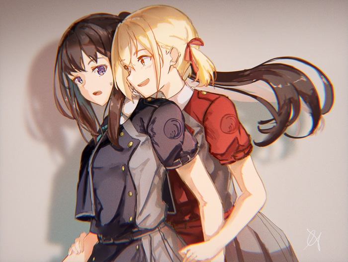 Inoue Takina and Nishikigi Chisato from Lycoris Recoil fan art