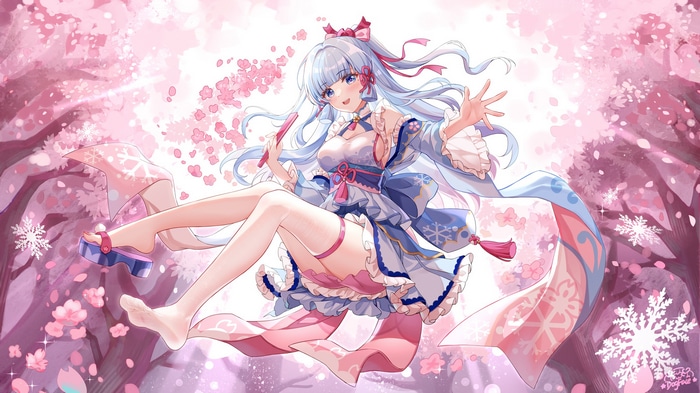 Kamisato Ayaka from Genshin Impact with Cherry Blossoms