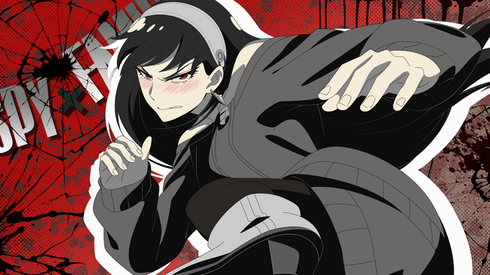 Yor Forger from Spy x Family with red background