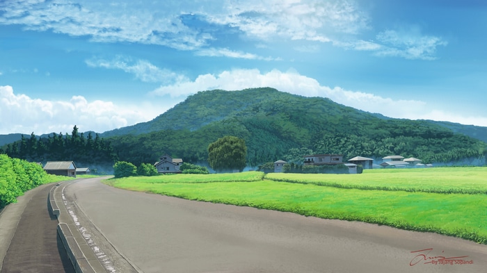Landscape with road and mountains by Jajang Sopandi