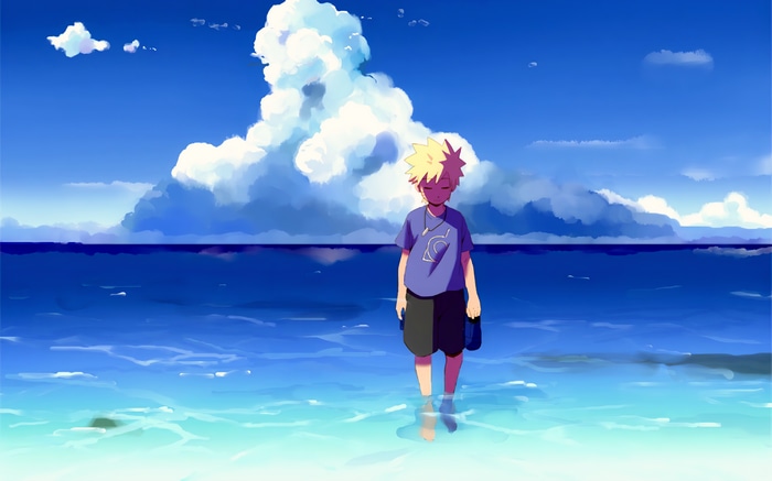 4K Naruto Uzumaki on a Beach