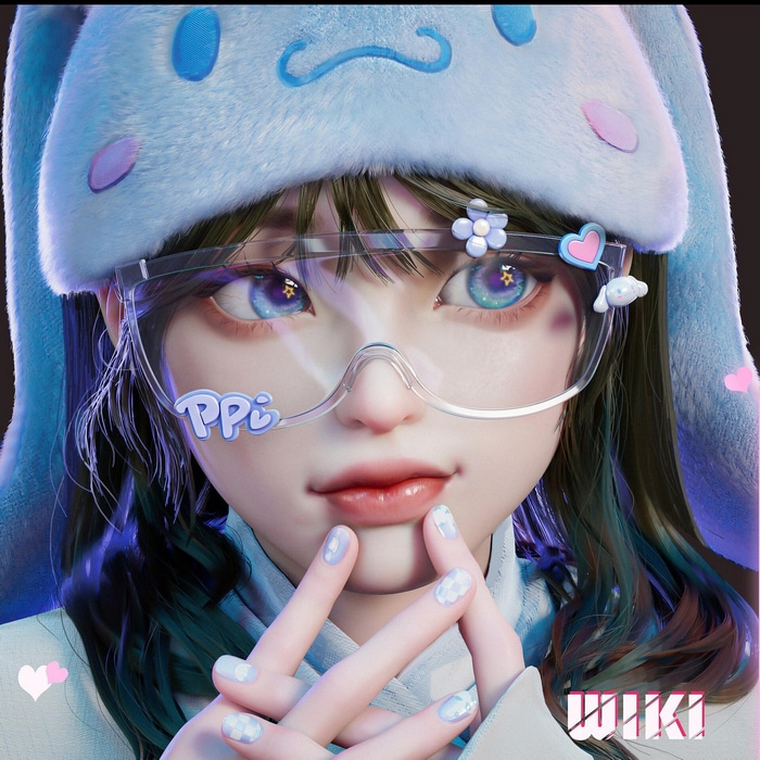 Woman wearing Cinnamoroll hat and goggles
