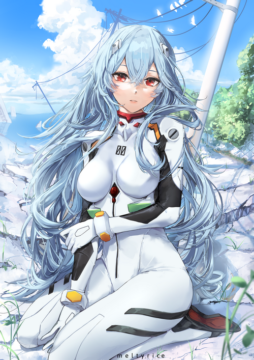 Ayanami Rei in a white plugsuit from Neon Genesis Evangelion