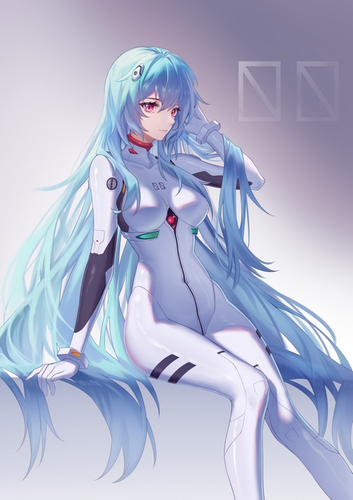 Ayanami Rei in a white bodysuit from Evangelion
